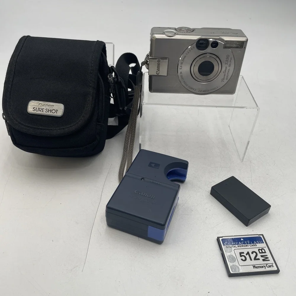 Canon PowerShot S330 2MP Digital Camera 3x Zoom+Battery+Charger+Mem Card+Case